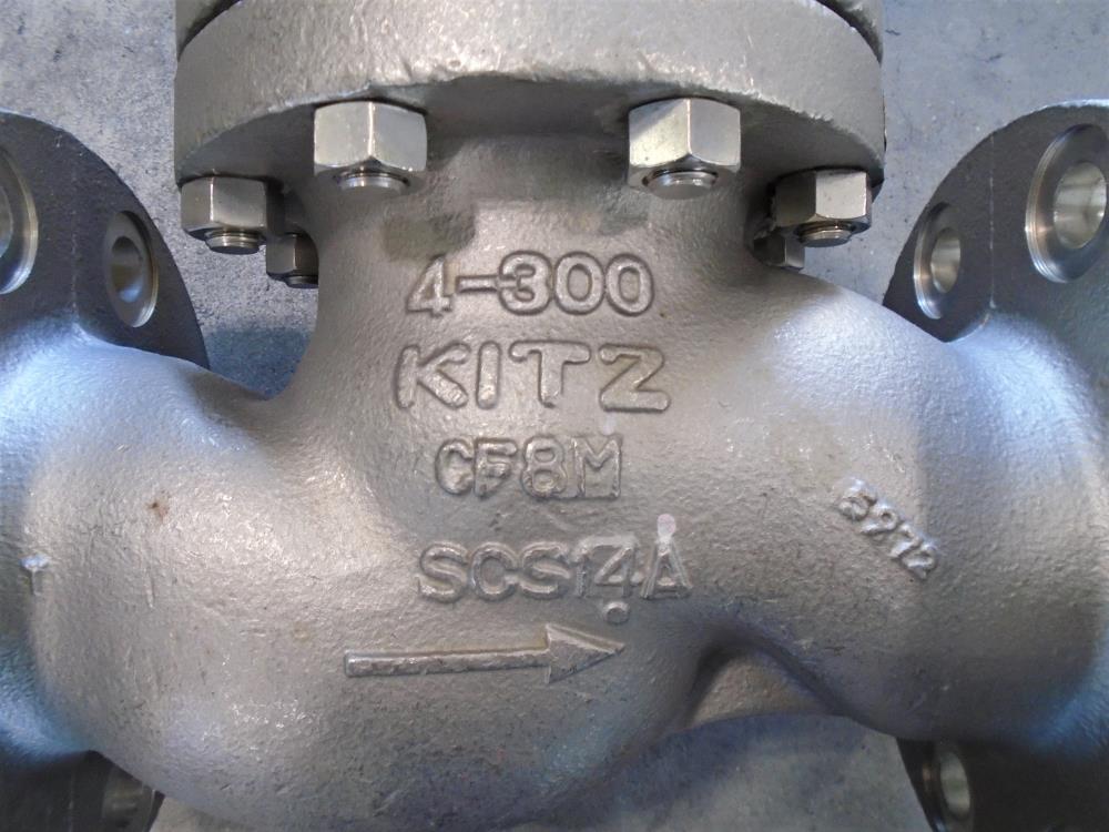 Kitz 4" 300# CF8M Globe Valve, Fig# 300UPAM-GRF